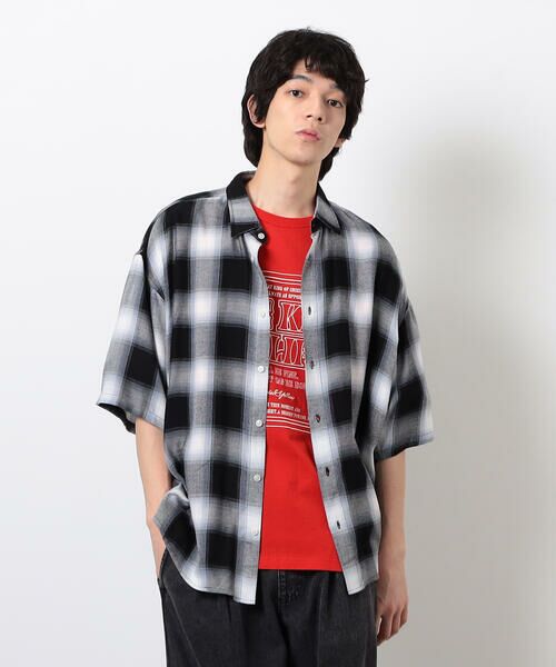 Purple&Yellow / パープルアンドイエロー シャツ・ブラウス | オンブレーチェック半袖シャツ | 詳細3