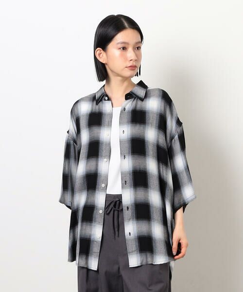 Purple&Yellow / パープルアンドイエロー シャツ・ブラウス | オンブレーチェック半袖シャツ | 詳細6