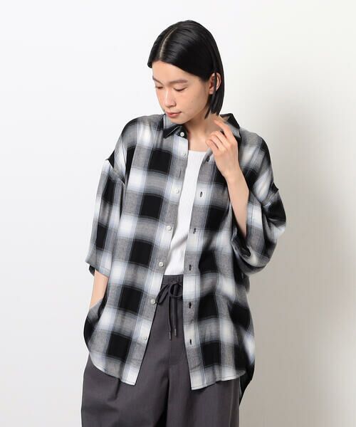 Purple&Yellow / パープルアンドイエロー シャツ・ブラウス | オンブレーチェック半袖シャツ | 詳細7