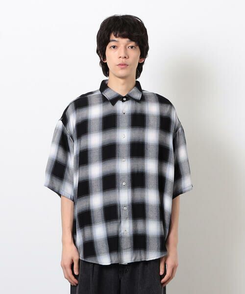 Purple&Yellow / パープルアンドイエロー シャツ・ブラウス | オンブレーチェック半袖シャツ | 詳細8