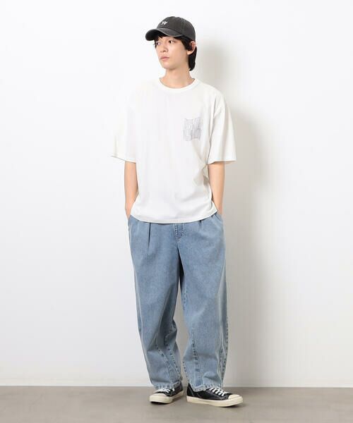 Purple&Yellow / パープルアンドイエロー Tシャツ | ウェーブメッセージプリント半袖Tシャツ | 詳細3