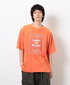 Purple&Yellow / パープルアンドイエロー Tシャツ | フロスト加工ツアー風プリント半袖Ｔシャツ