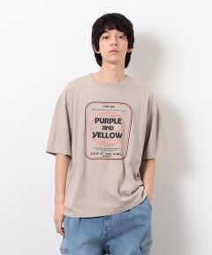 Purple&Yellow / パープルアンドイエロー Tシャツ | フロスト加工ツアー風プリント半袖Ｔシャツ