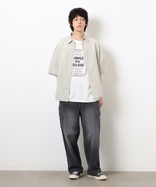 Purple&Yellow / パープルアンドイエロー Tシャツ | フロスト加工ツアー風プリント半袖Ｔシャツ | 詳細2