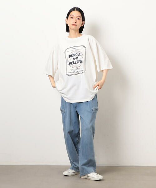 Purple&Yellow / パープルアンドイエロー Tシャツ | フロスト加工ツアー風プリント半袖Ｔシャツ | 詳細4