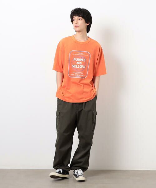 Purple&Yellow / パープルアンドイエロー Tシャツ | フロスト加工ツアー風プリント半袖Ｔシャツ | 詳細20