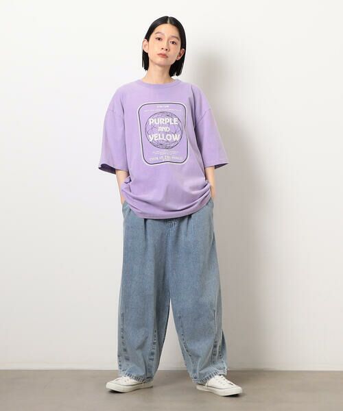 Purple&Yellow / パープルアンドイエロー Tシャツ | フロスト加工ツアー風プリント半袖Ｔシャツ | 詳細30