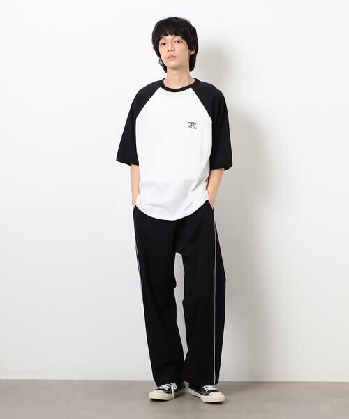 Purple&Yellow / パープルアンドイエロー Tシャツ | 裾スピンドルラグラン5分袖Tシャツ | 詳細1