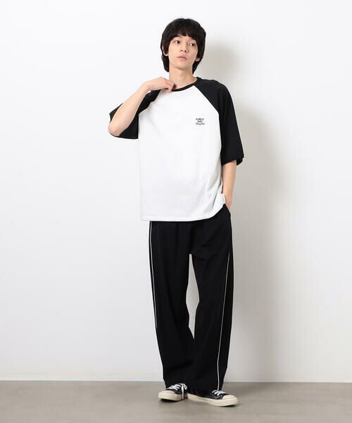 Purple&Yellow / パープルアンドイエロー Tシャツ | 裾スピンドルラグラン5分袖Tシャツ | 詳細2