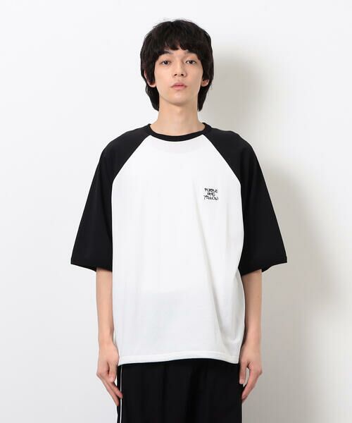 Purple&Yellow / パープルアンドイエロー Tシャツ | 裾スピンドルラグラン5分袖Tシャツ | 詳細9