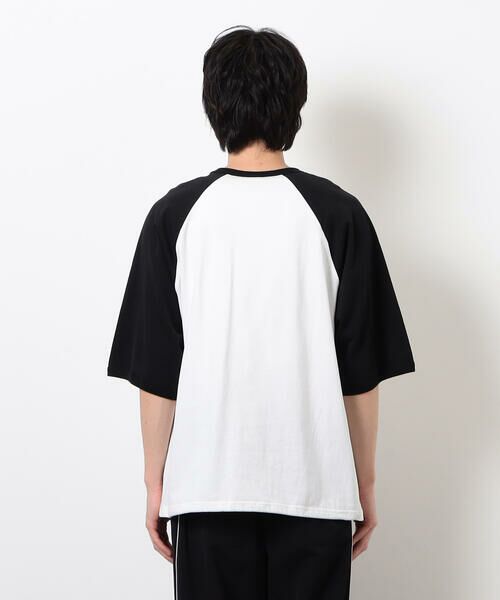 Purple&Yellow / パープルアンドイエロー Tシャツ | 裾スピンドルラグラン5分袖Tシャツ | 詳細11