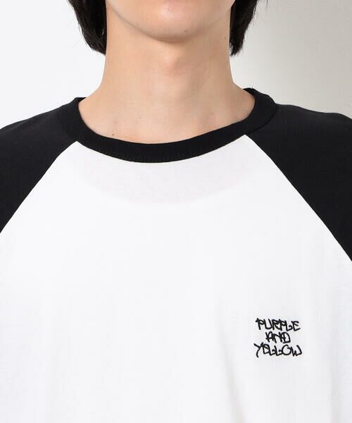 Purple&Yellow / パープルアンドイエロー Tシャツ | 裾スピンドルラグラン5分袖Tシャツ | 詳細12