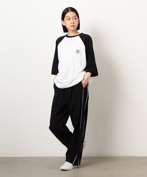 Purple&Yellow / パープルアンドイエロー Tシャツ | 裾スピンドルラグラン5分袖Tシャツ | 詳細5