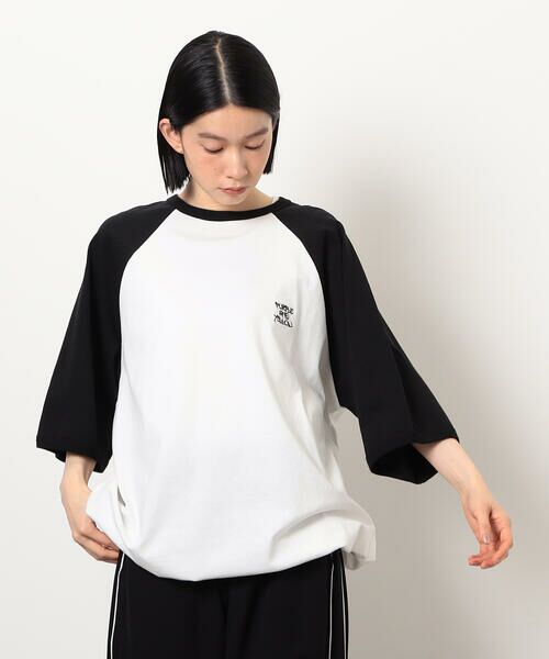 Purple&Yellow / パープルアンドイエロー Tシャツ | 裾スピンドルラグラン5分袖Tシャツ | 詳細7