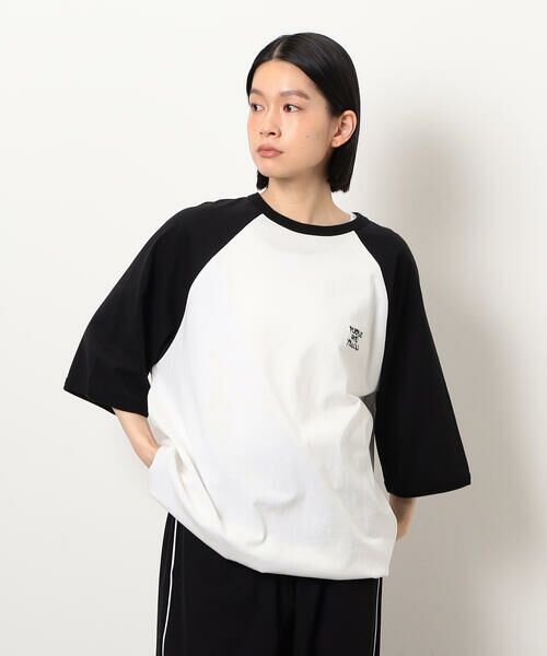 Purple&Yellow / パープルアンドイエロー Tシャツ | 裾スピンドルラグラン5分袖Tシャツ | 詳細8