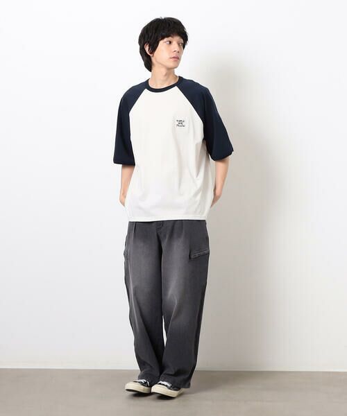 Purple&Yellow / パープルアンドイエロー Tシャツ | 裾スピンドルラグラン5分袖Tシャツ | 詳細14