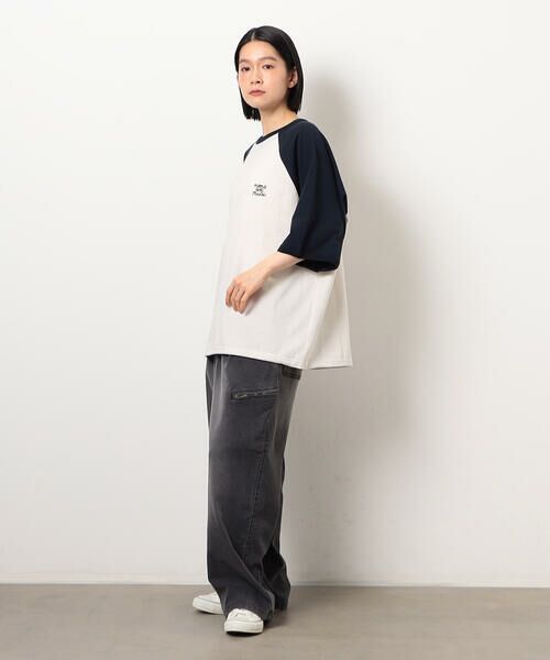 Purple&Yellow / パープルアンドイエロー Tシャツ | 裾スピンドルラグラン5分袖Tシャツ | 詳細17