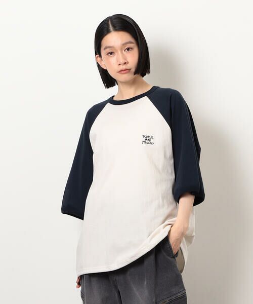 Purple&Yellow / パープルアンドイエロー Tシャツ | 裾スピンドルラグラン5分袖Tシャツ | 詳細18