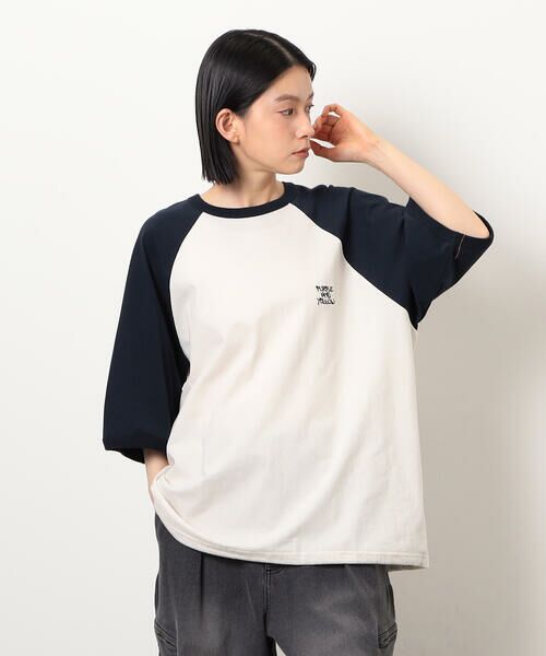 Purple&Yellow / パープルアンドイエロー Tシャツ | 裾スピンドルラグラン5分袖Tシャツ | 詳細19