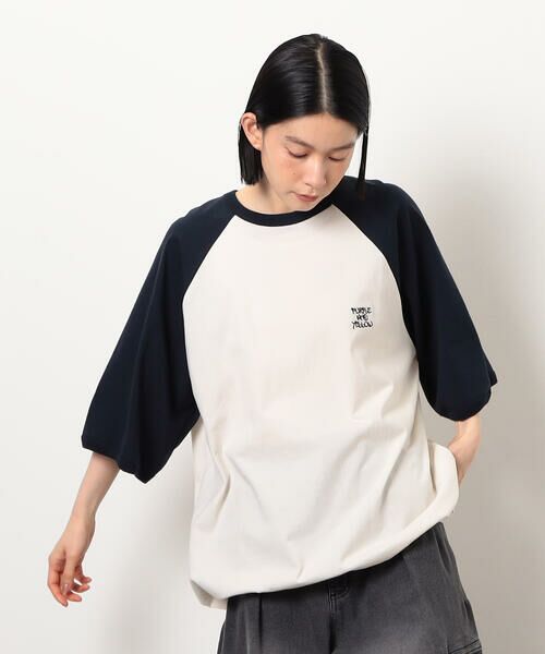 Purple&Yellow / パープルアンドイエロー Tシャツ | 裾スピンドルラグラン5分袖Tシャツ | 詳細20