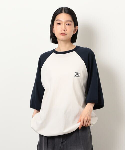 Purple&Yellow / パープルアンドイエロー Tシャツ | 裾スピンドルラグラン5分袖Tシャツ | 詳細21