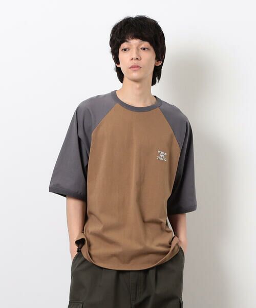 Purple&Yellow / パープルアンドイエロー Tシャツ | 裾スピンドルラグラン5分袖Tシャツ | 詳細26