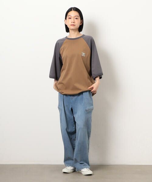 Purple&Yellow / パープルアンドイエロー Tシャツ | 裾スピンドルラグラン5分袖Tシャツ | 詳細27