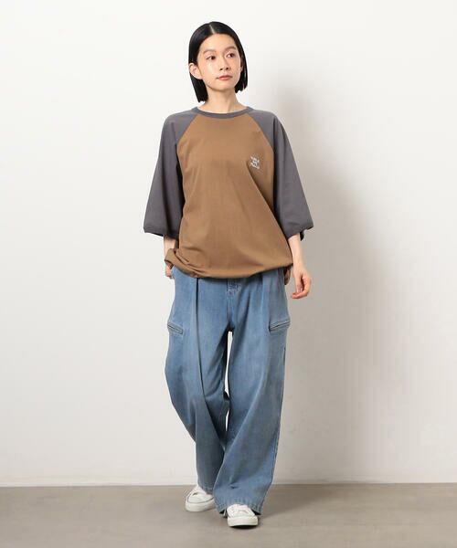 Purple&Yellow / パープルアンドイエロー Tシャツ | 裾スピンドルラグラン5分袖Tシャツ | 詳細28