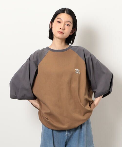 Purple&Yellow / パープルアンドイエロー Tシャツ | 裾スピンドルラグラン5分袖Tシャツ | 詳細29