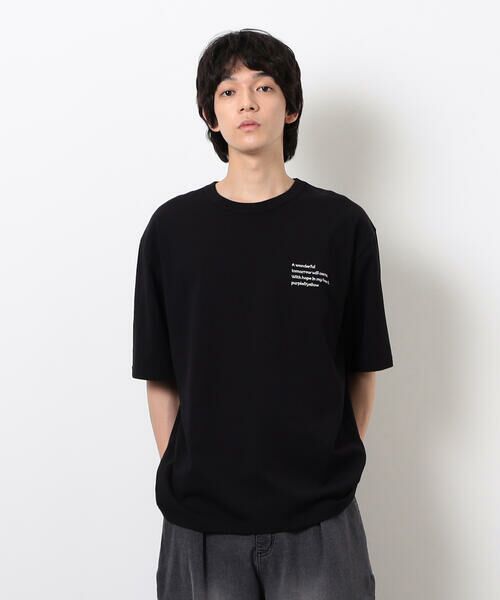 メッセージプリント半袖Tシャツ （Tシャツ）｜Purple&Yellow