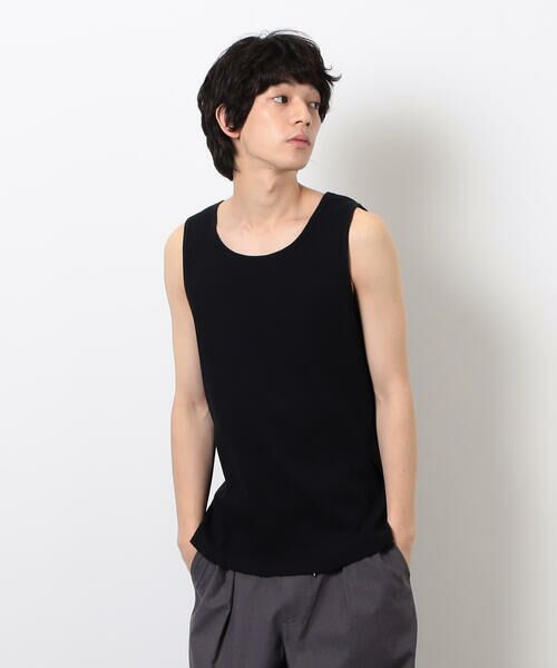 Purple&Yellow / パープルアンドイエロー タンクトップ | リブタンクトップ(ブラック)