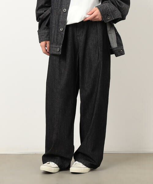 Purple&Yellow / パープルアンドイエロー その他パンツ | ライトオンスデニム タックワイドパンツ | 詳細11