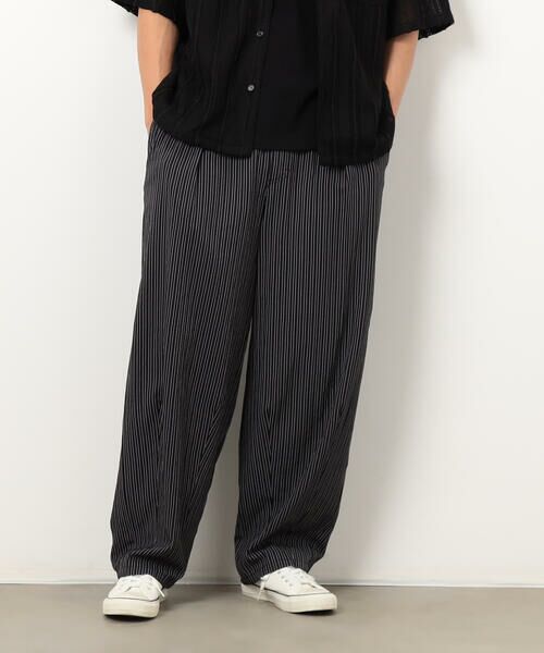 Purple&Yellow / パープルアンドイエロー その他パンツ | サッカーストライプワイドテーパードパンツ | 詳細4