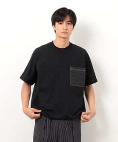 Purple&Yellow / パープルアンドイエロー カットソー | インレイデニム切り替えプルオーバー