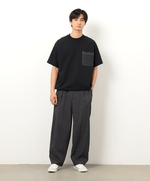 Purple&Yellow / パープルアンドイエロー カットソー | インレイデニム切り替えプルオーバー | 詳細1