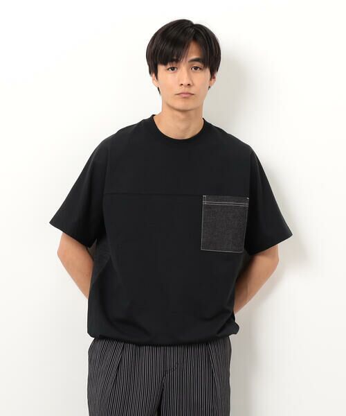 Purple&Yellow / パープルアンドイエロー カットソー | インレイデニム切り替えプルオーバー | 詳細3