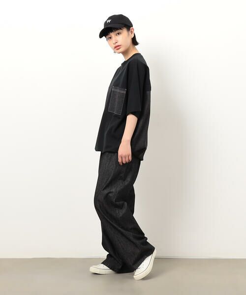 Purple&Yellow / パープルアンドイエロー カットソー | インレイデニム切り替えプルオーバー | 詳細6