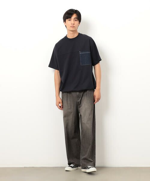 Purple&Yellow / パープルアンドイエロー カットソー | インレイデニム切り替えプルオーバー | 詳細11