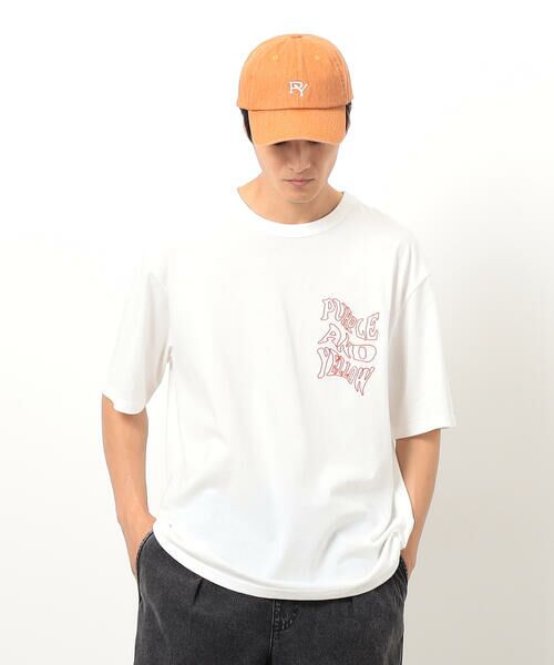 Purple&Yellow / パープルアンドイエロー Tシャツ | バック&胸刺繍ウェーブロゴ半袖Tシャツ | 詳細3