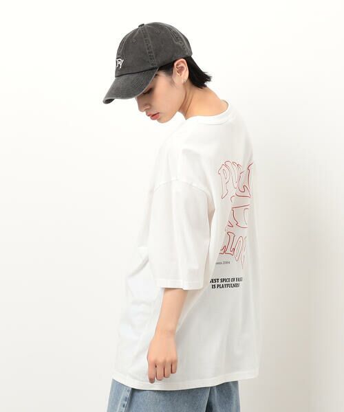 Purple&Yellow / パープルアンドイエロー Tシャツ | バック&胸刺繍ウェーブロゴ半袖Tシャツ | 詳細7