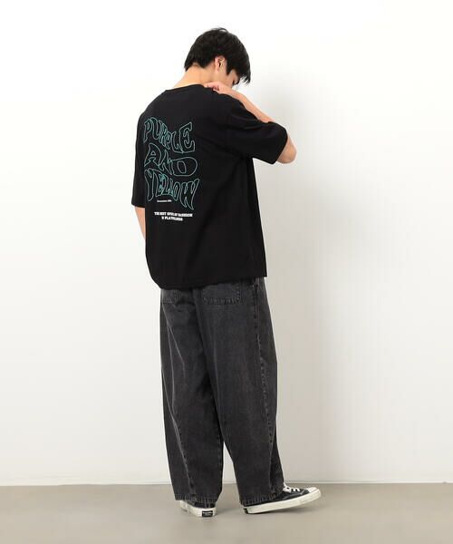 Purple&Yellow / パープルアンドイエロー Tシャツ | バック&胸刺繍ウェーブロゴ半袖Tシャツ | 詳細11