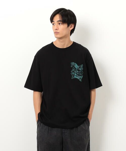 Purple&Yellow / パープルアンドイエロー Tシャツ | バック&胸刺繍ウェーブロゴ半袖Tシャツ | 詳細13