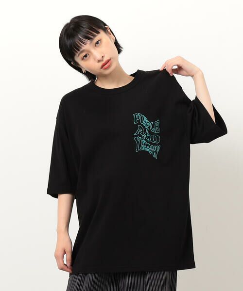 Purple&Yellow / パープルアンドイエロー Tシャツ | バック&胸刺繍ウェーブロゴ半袖Tシャツ | 詳細16