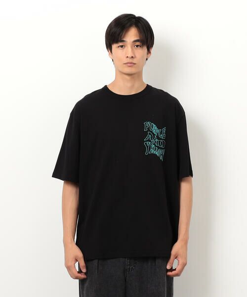Purple&Yellow / パープルアンドイエロー Tシャツ | バック&胸刺繍ウェーブロゴ半袖Tシャツ | 詳細18