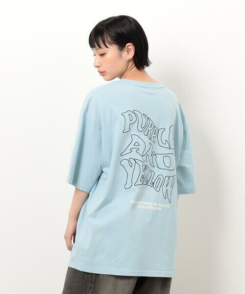 Purple&Yellow / パープルアンドイエロー Tシャツ | バック&胸刺繍ウェーブロゴ半袖Tシャツ | 詳細29