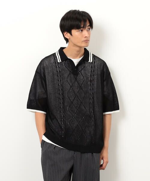 Purple&Yellow / パープルアンドイエロー ニット・セーター | シアーポロニット | 詳細3