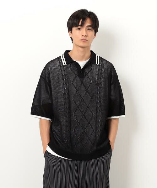 Purple&Yellow / パープルアンドイエロー ニット・セーター | シアーポロニット | 詳細4