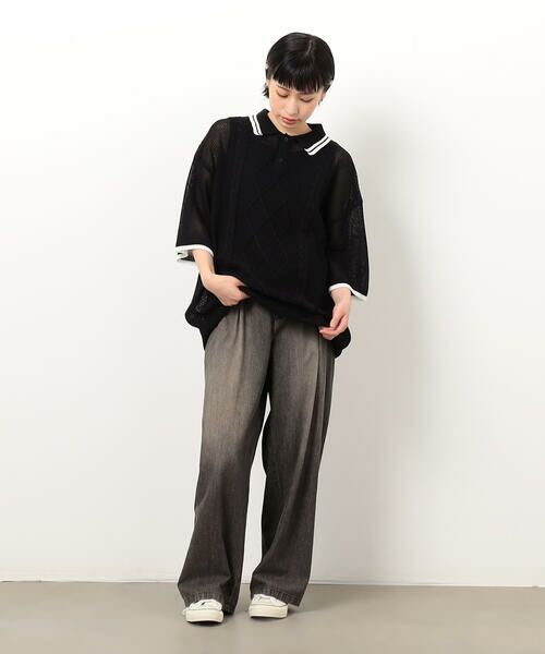 Purple&Yellow / パープルアンドイエロー ニット・セーター | シアーポロニット | 詳細5