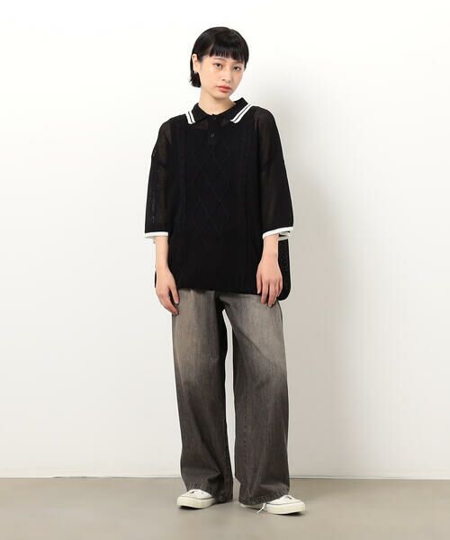 Purple&Yellow / パープルアンドイエロー ニット・セーター | シアーポロニット | 詳細6