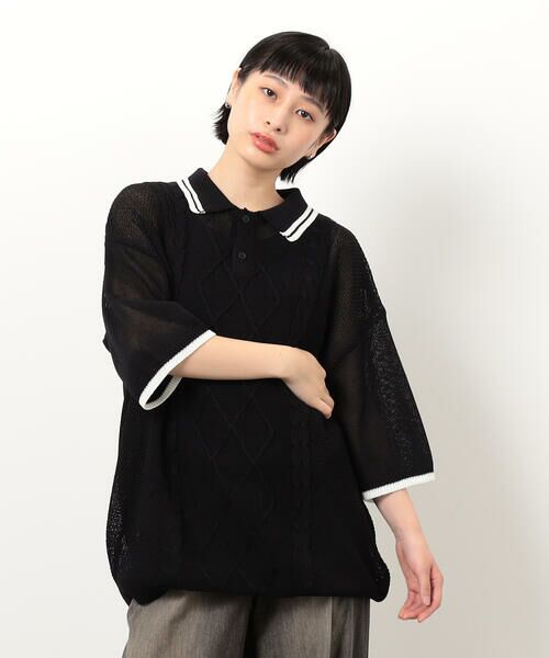 Purple&Yellow / パープルアンドイエロー ニット・セーター | シアーポロニット | 詳細7